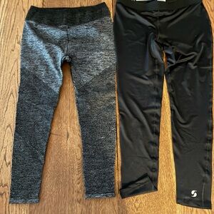 Soffe & Fabletics Black and Gray Leggings Juniors Large